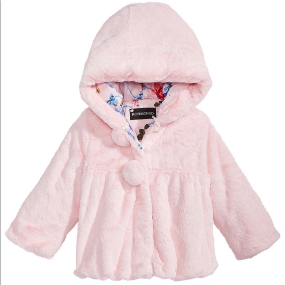 Rothschild Girls 4-6X Metallic Quilted Anorak Jacket with Fur Hood